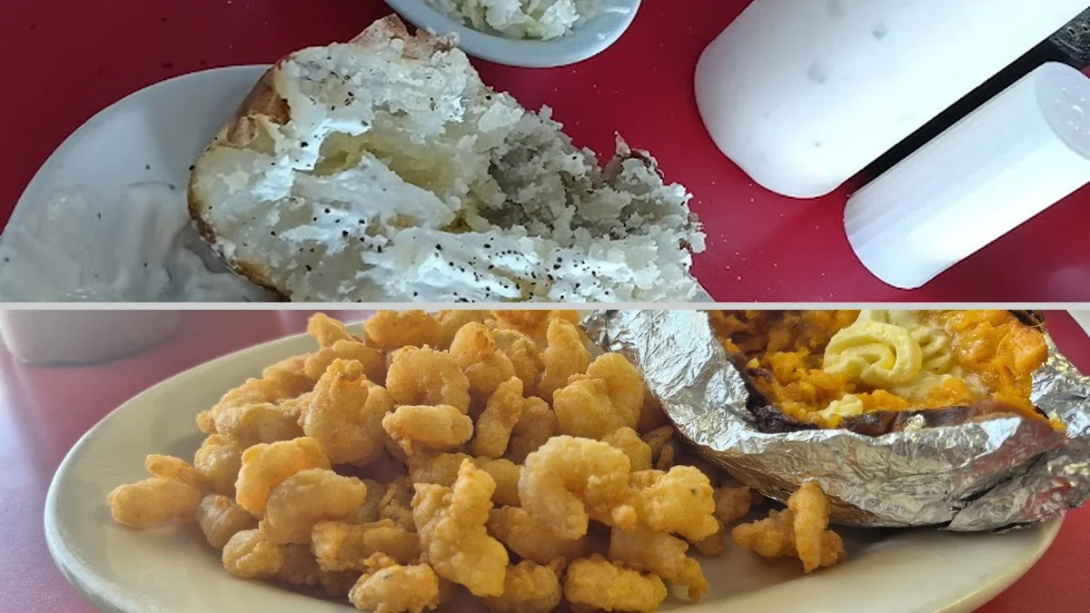 Golden hush puppies beside slaw and catfish.